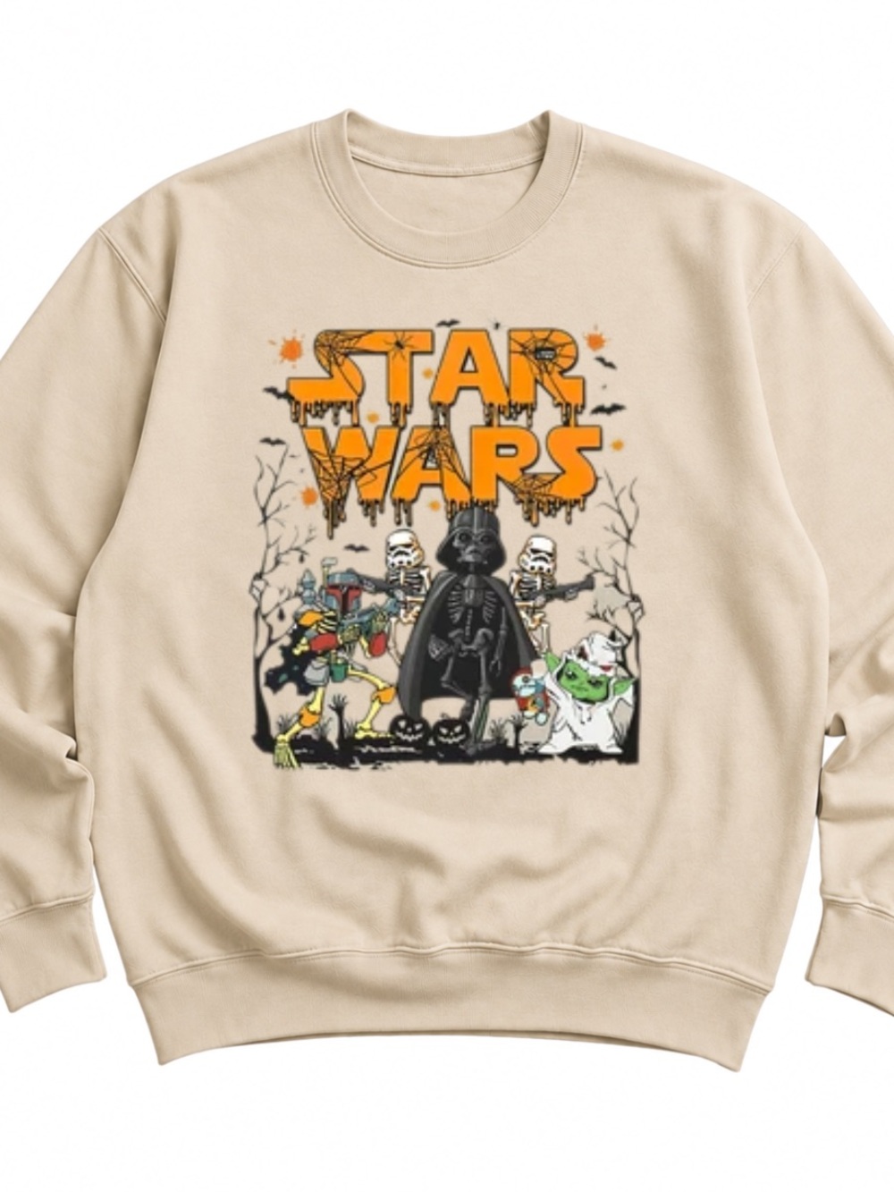 Beige Star Wars Halloween Graphic Crewneck Sweatshirt